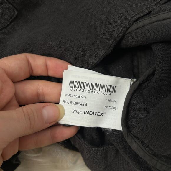 ZARA Linen Blazer Jacket Womens Small Oversized Shacket Soft Power Grey Relaxed - Picture 10 of 10